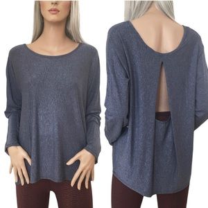 SPLENDID Long Sleeve Tee Open Vented Back Activewear Fitness Yoga Rayon Blend